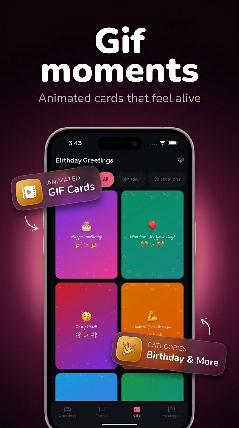 Birthday Cards screenshot 3 — birthday greeting designer free