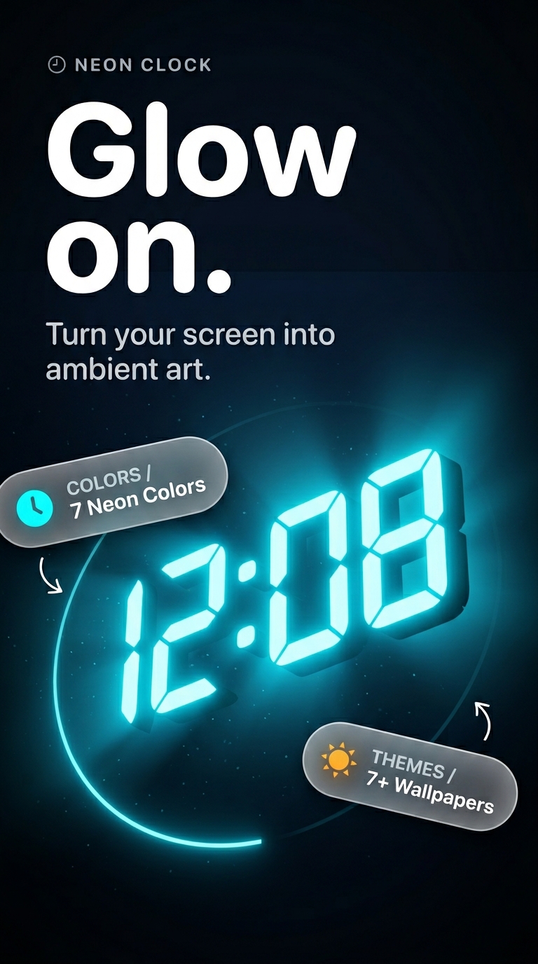 Neon Clock screenshot 1 — glowing clock widget android