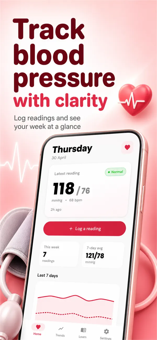 Blood Pressure Diary: BP Log screenshot 2 — heart rate diary ios