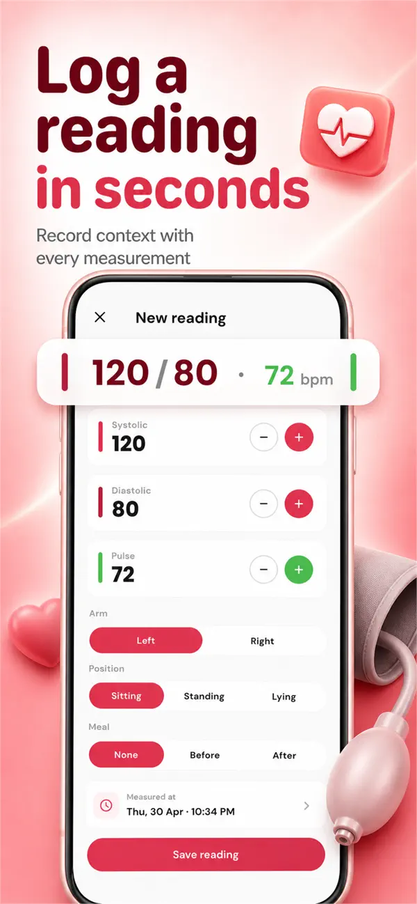 Blood Pressure Diary: BP Log screenshot 3 — glucose tracker app