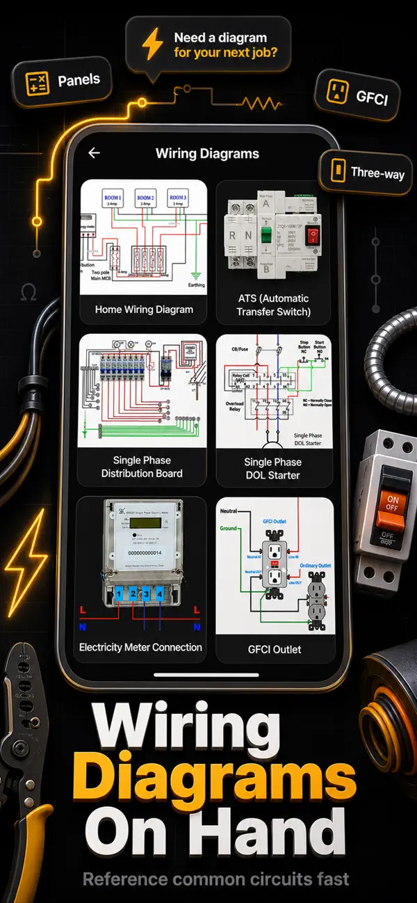 Electrician Calc & Reference screenshot 2 — wiring guide app