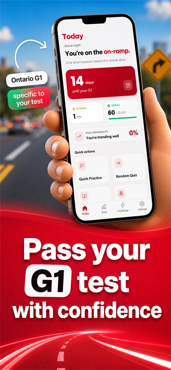 Ontario G1 Practice Test 2026 screenshot 1 — g1 driver exam app