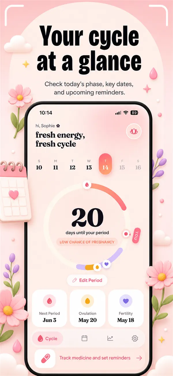 Period Tracker & Cycle Diary screenshot 2 — fertility calendar app