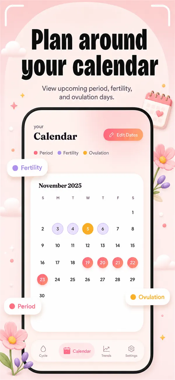 Period Tracker & Cycle Diary screenshot 4 — period calendar ios