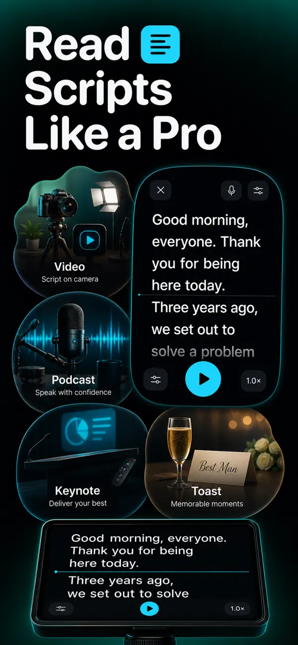 Teleprompter: Script for Video screenshot 1 — video script reader ios