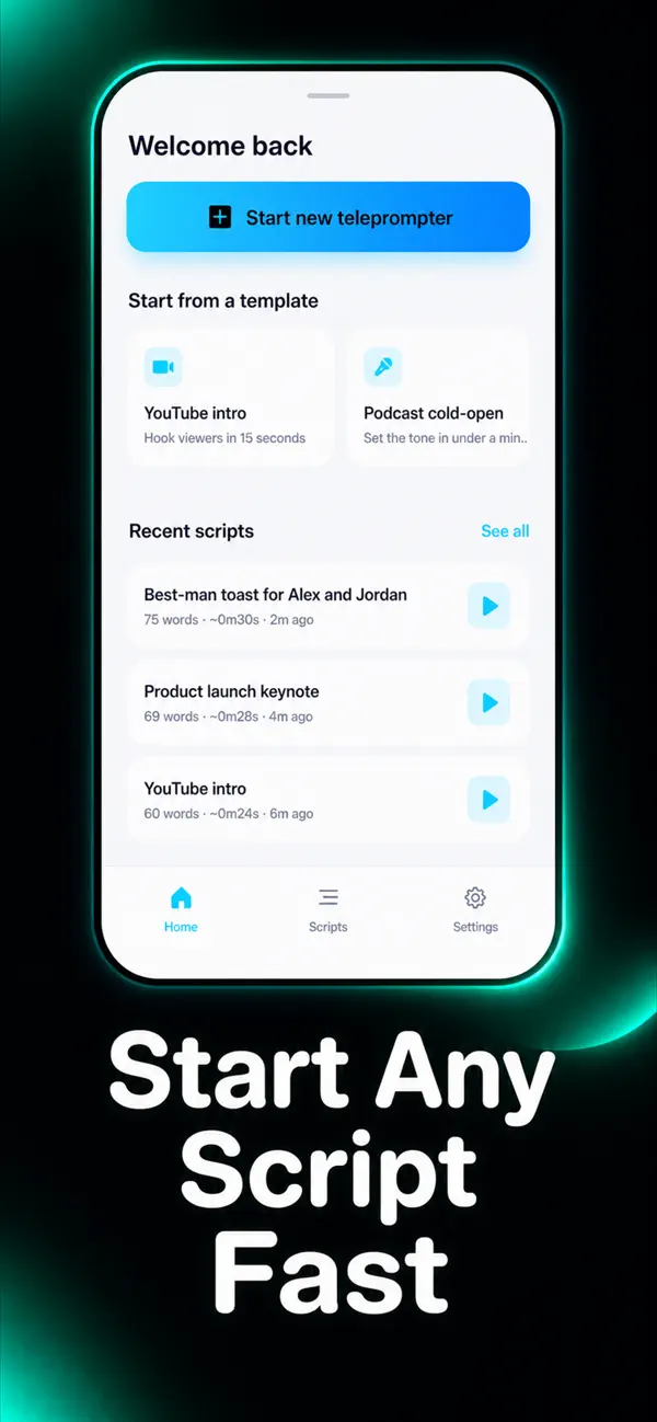 Teleprompter: Script for Video screenshot 2 — voice prompter app